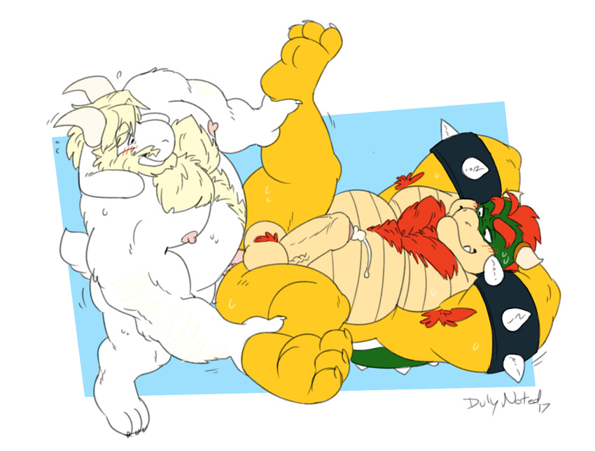 2017 3_toes anal anal_penetration anthro anthro_on_anthro areola armpit_hair asgore_dreemurr beard belly big_belly big_muscles biped bird's-eye_view blonde_hair blush body_hair boss_monster bowser caprine chest_hair claws crossover cum cum_on_self cum_while_penetrated digital_drawing_(artwork) digital_media_(artwork) duly_noted duo erect_nipples erection eye_contact eyebrows facial_hair feet flat_colors floppy_ears fur goat hair hairy hands_behind_head high-angle_view horn humanoid_penis interspecies koopa leg_grab long_ears long_horns looking_at_partner looking_pleasured lying male male/male male_penetrating mammal manly mario_bros mature_male motion_lines musclegut muscular muscular_male nintendo nipples nude on_back overweight overweight_male penetration penis plantigrade scalie shell smile snout spiked_shell spread_legs spreading sweat thick_eyebrows toe_claws toes undertale vein veiny_penis video_games