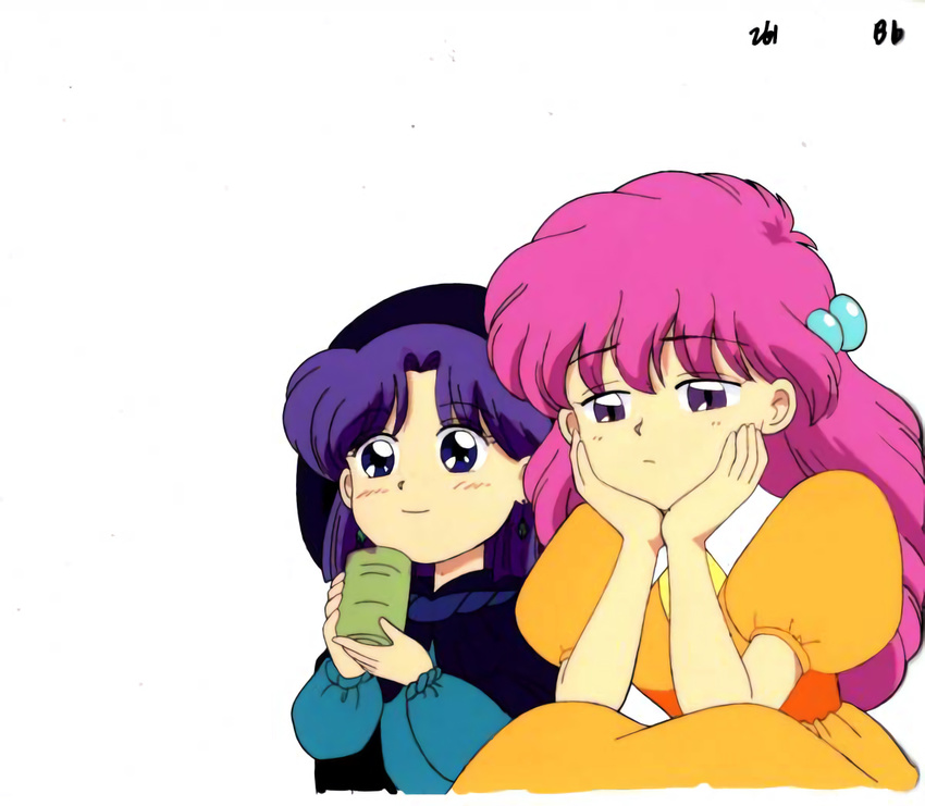 akazukin_chacha cup marin pink_hair sitting yakko