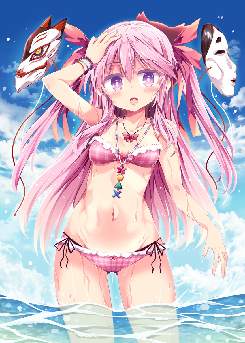 bikini cleavage hata_no_kokoro matsuri_uta swimsuits touhou wet