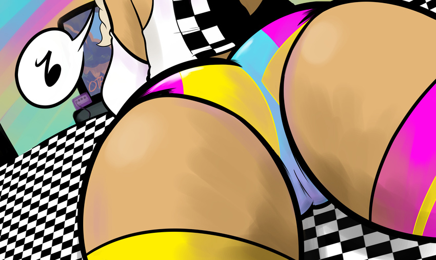 big_butt big_thighs butt cartoon_network cartoon_network-tan checkboard_pattern clothing hair human legwear mammal multicolored_clothing tan_skin thigh_highs white_hair