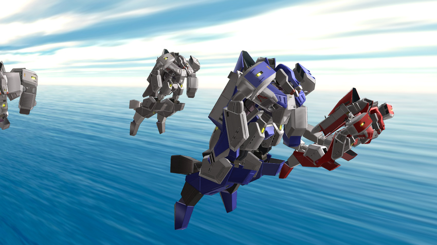 cloud day fleet flying kikou_souseiki_mospeada legioss mecha mei_(gajira) mospeada ocean realistic science_fiction