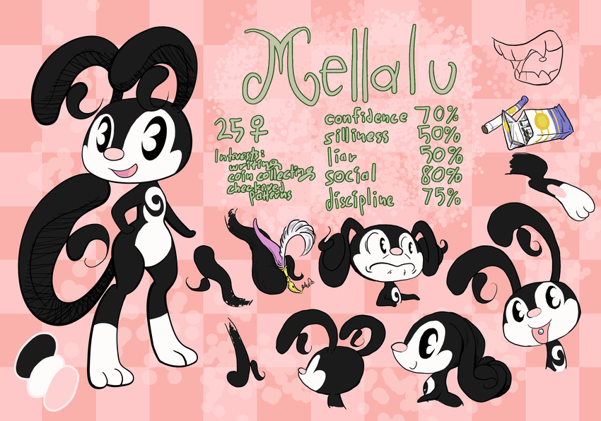 2017 absurd_res anthro chlorofields cigarette english_text female hi_res lumdrop mammal mellalu model_sheet original_species pen simple_background smile text tidri