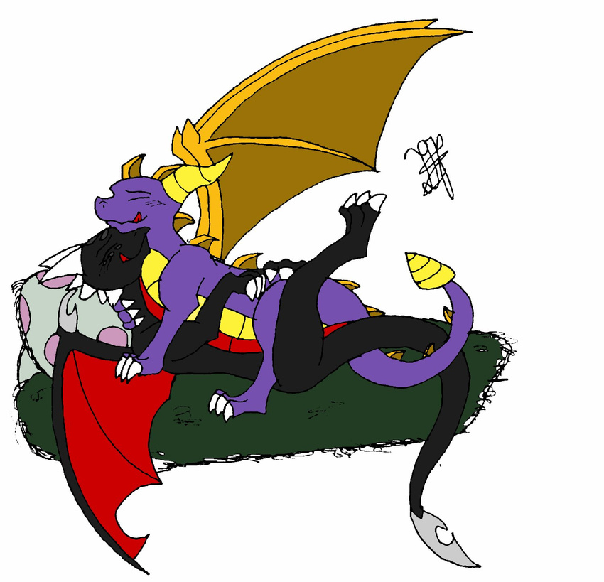 black_dragon cynder dragon eyes_closed female feral horn male penetration purple_dragon sex spyro spyro_the_dragon straight tongue unknown_artist video_games wings