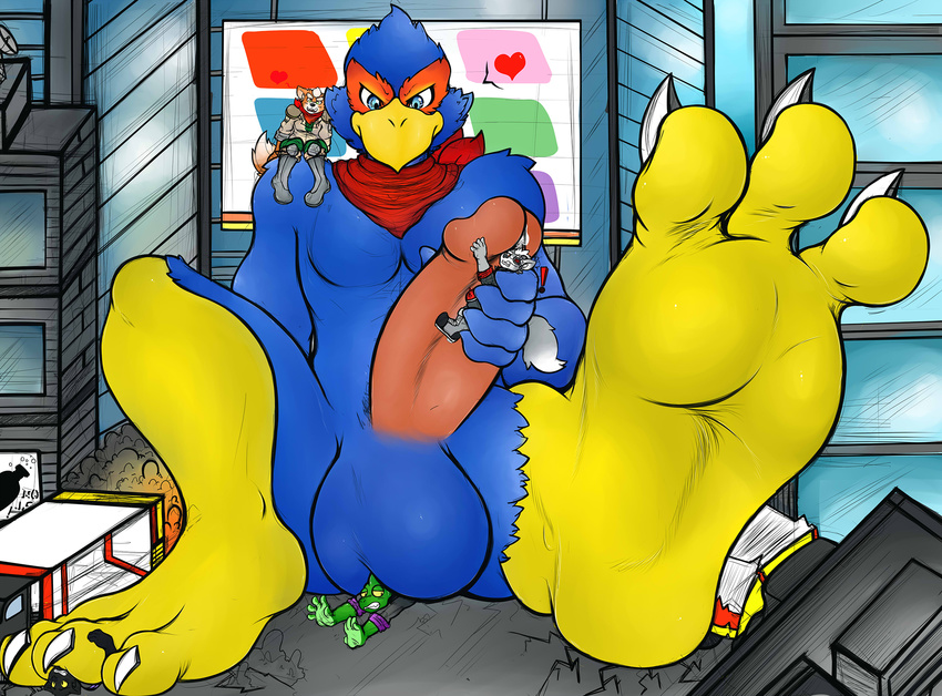 anthro avian bird building canine chameleon city clothed clothing falco_lombardi feet feline fox fox_mccloud leon_powalski lizard macro male mammal nintendo nude panther panther_caroso precum reptile scalie scarf sebafox sitting star_fox truck vehicle video_games wolf wolf_o'donnell