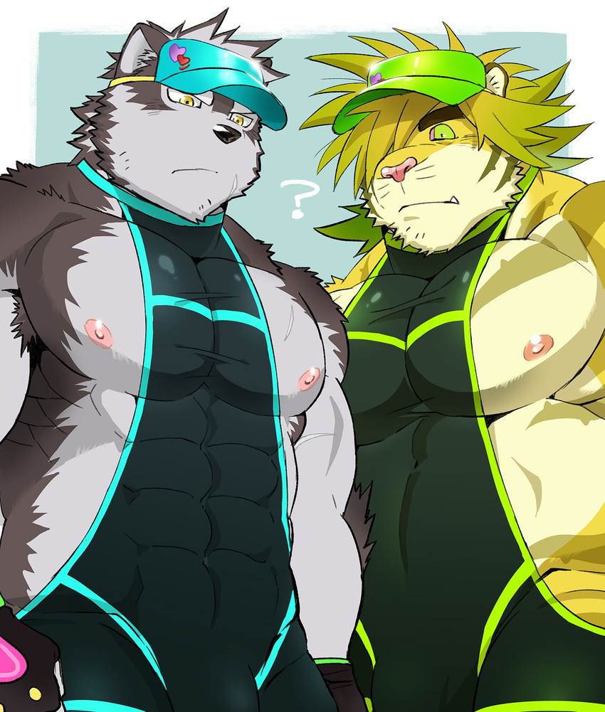 bulge canine covered_eye feline horkeukamui magan male mammal muscular muscular_male nipples pecs tiger tokyo_afterschool_summoners visor wetsuit wolf xxomgx