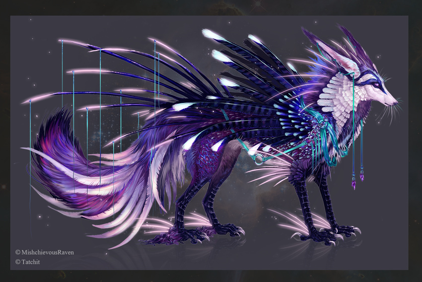 canine claws fur hybrid mammal mischievousraven purple_eyes purple_fur solo standing tatchit