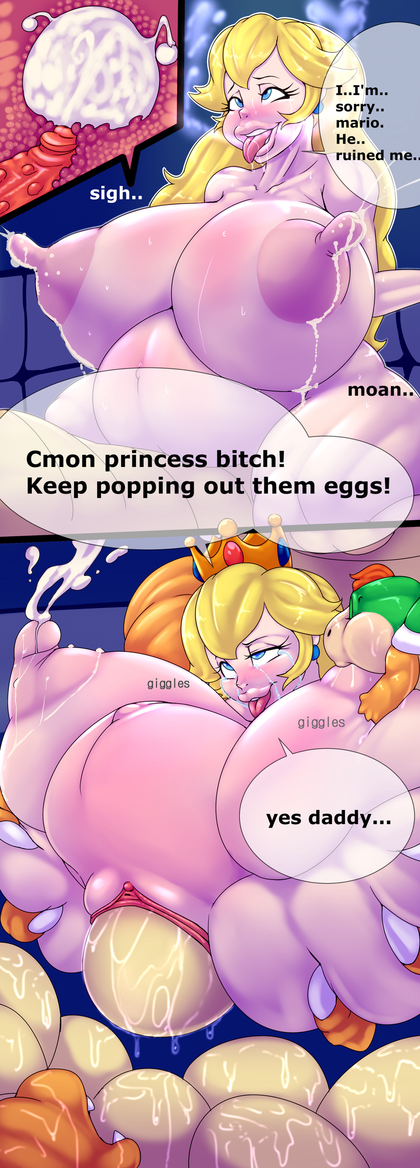 2017 absurd_res after_rape after_sex anthro ber00_(artist) big_breasts bimbofication birth bowser bowser_jr. breasts comic cum cum_inside duo egg ejaculation english_text erect_nipples erection faceless_male female female_on_anthro fucked_silly hi_res huge_breasts human human_focus human_on_anthro hyper impregnation internal interspecies lactating male male/female mammal mario_bros nintendo nipple_suck nipples nubbed_penis obese ovaries overweight oviposition penetration penis princess_peach pussy smile spread_legs spreading sucking text tongue tongue_out uncut vaginal vaginal_penetration video_games