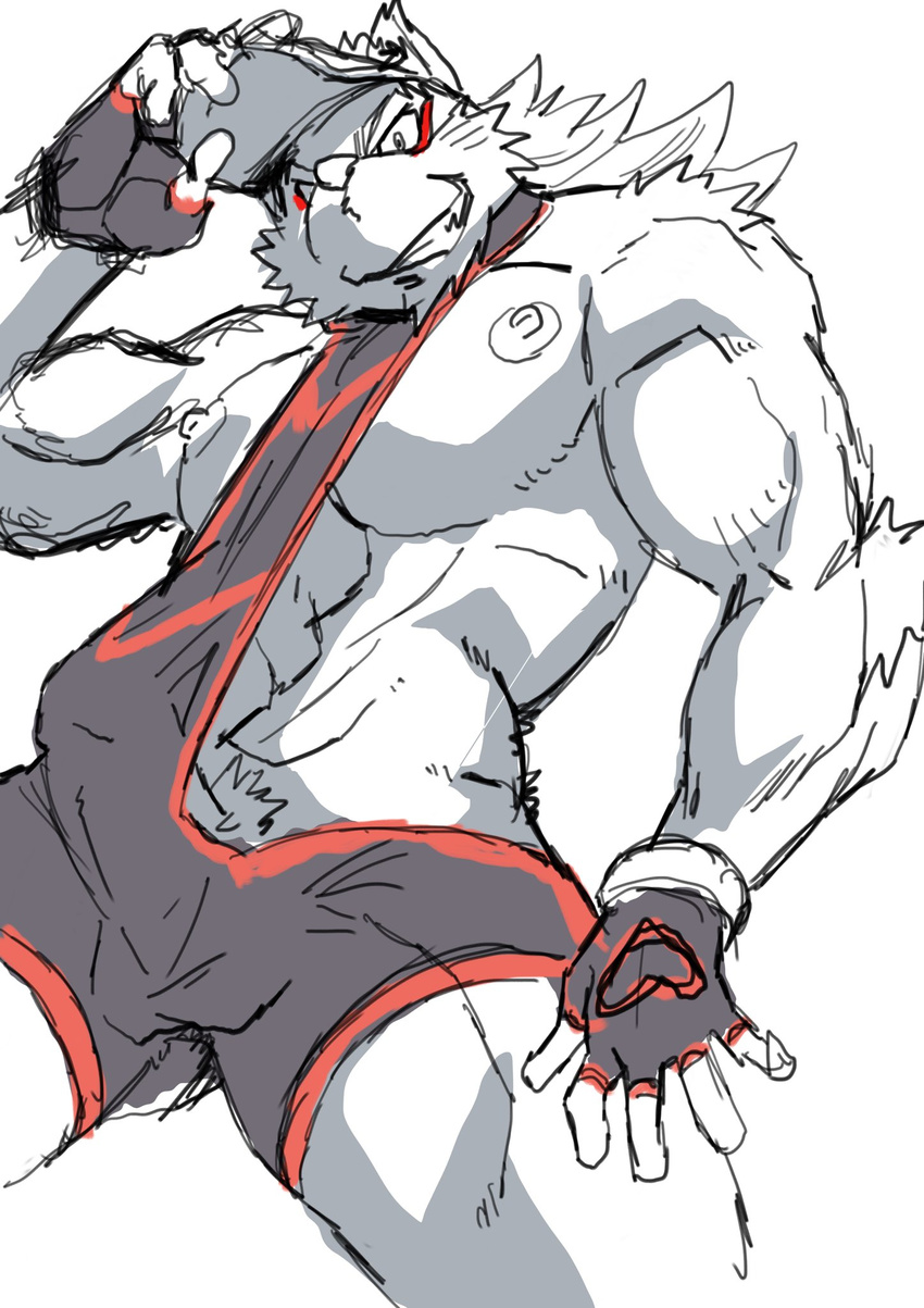 bathym canine clothing demon erection hat hi_res male mammal mane_hair muscular muscular_male nipples pose raozone tenting tight_clothing tokyo_afterschool_summoners visor wetsuit wolf