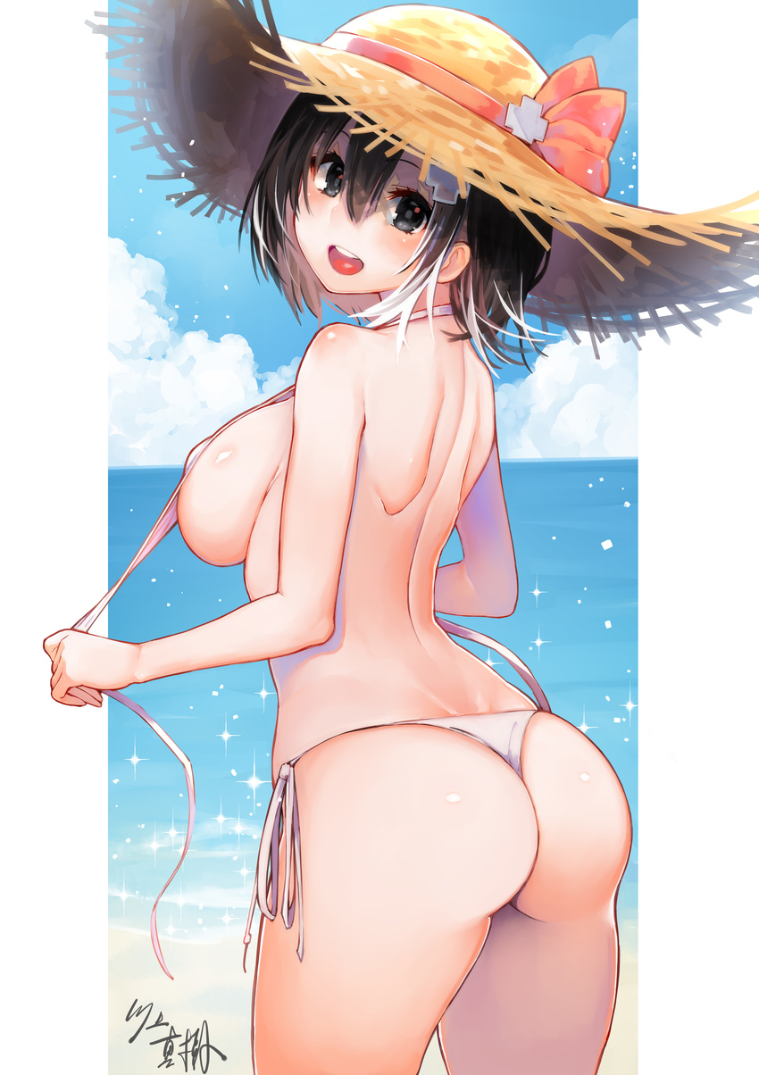 ass bikini breasts kawakami_masaki sideboob signed swimsuits