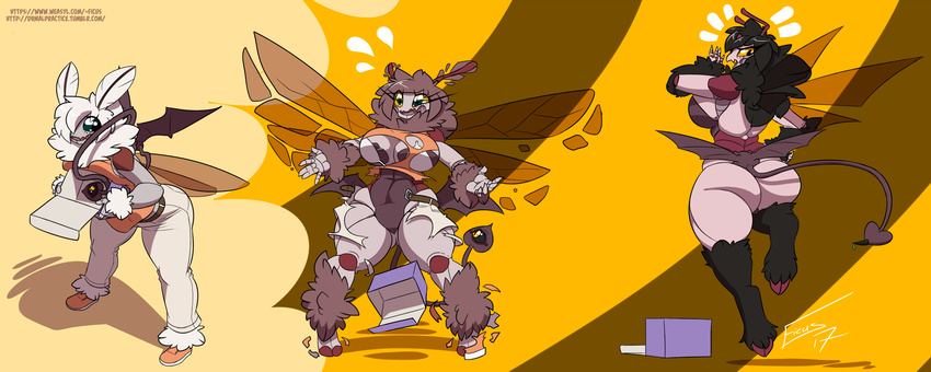 arthropod bat bee big_breasts big_butt breast_expansion breasts butt butt_expansion corruption demon female ficus hooves horn insect mammal moth parasite succubus transformation wings yellow_sclera