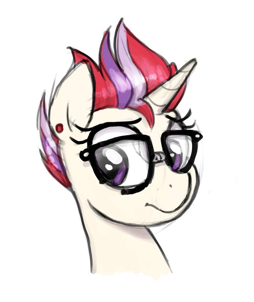 2017 absurd_res equine eyewear friendship_is_magic glasses hair hi_res horn mammal moondancer_(mlp) multicolored_hair my_little_pony selenophile simple_background solo unicorn white_background