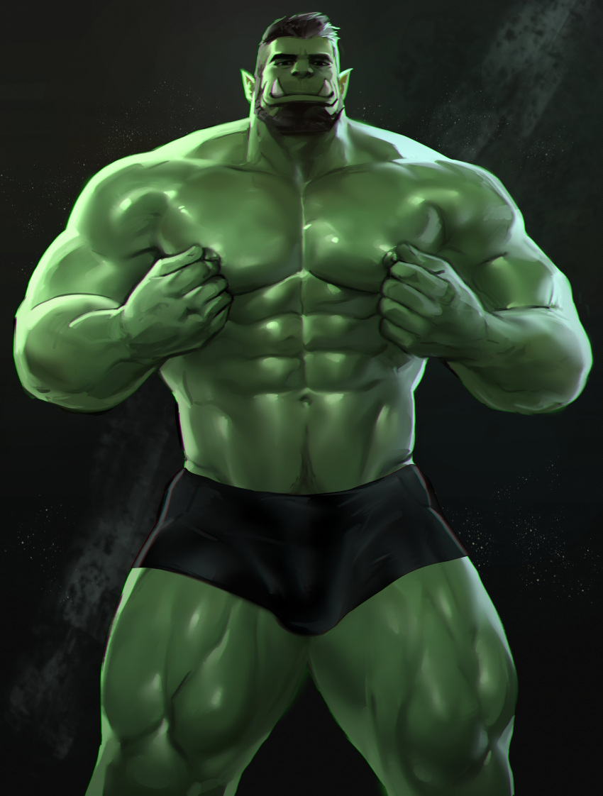 abs absurd_res biceps dopq green_body green_skin hi_res humanoid male muscular muscular_humanoid muscular_male nipple_fetish nipple_play nipples orc pecs solo