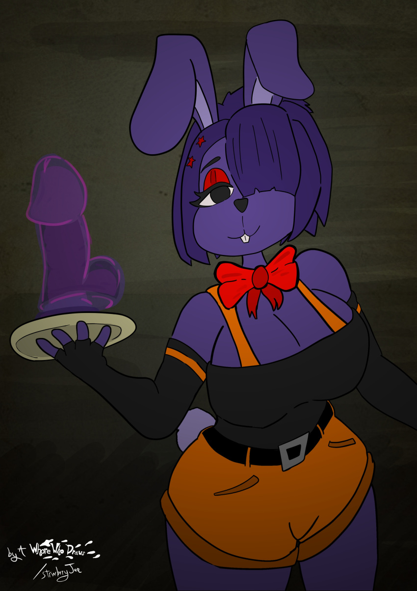 absurd_res anthro awhorewhodraws bonfie bonnie_(cally3d) bonnie_(fnaf) dildo female five_nights_at_freddy's fredina's_nightclub hi_res lagomorph leporid mammal rabbit scottgames sex_toy