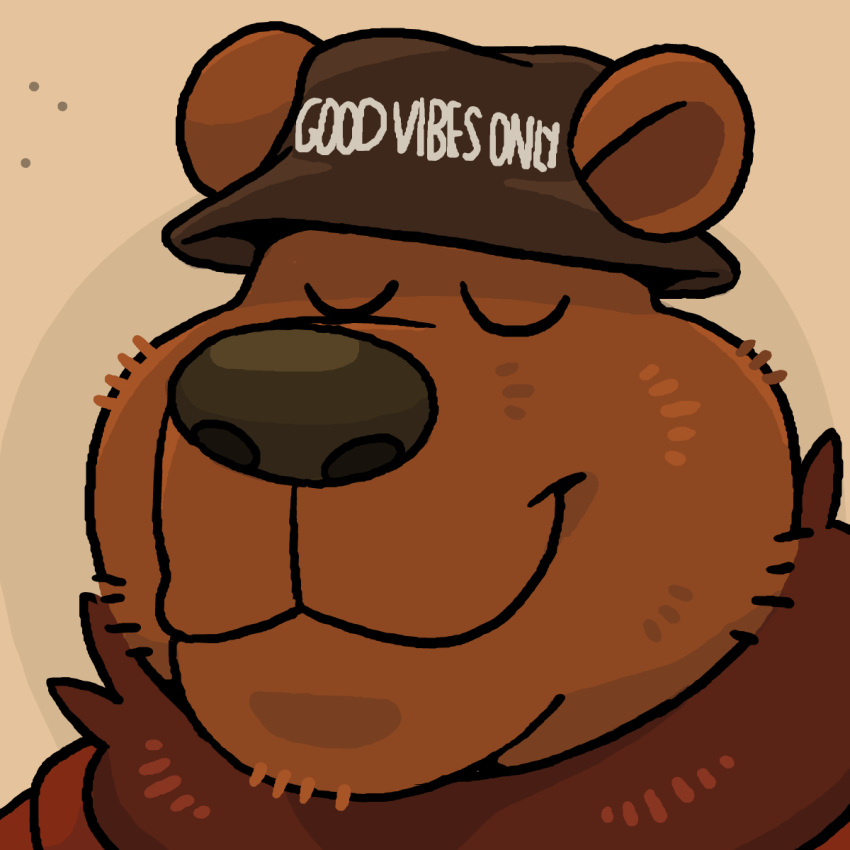 animated anthro bear benny_(thebennyburr) clothing eyes_closed hat headgear headwear hi_res male mammal notepaddle short_loop short_playtime simple_background slightly_chubby smile solo vibing