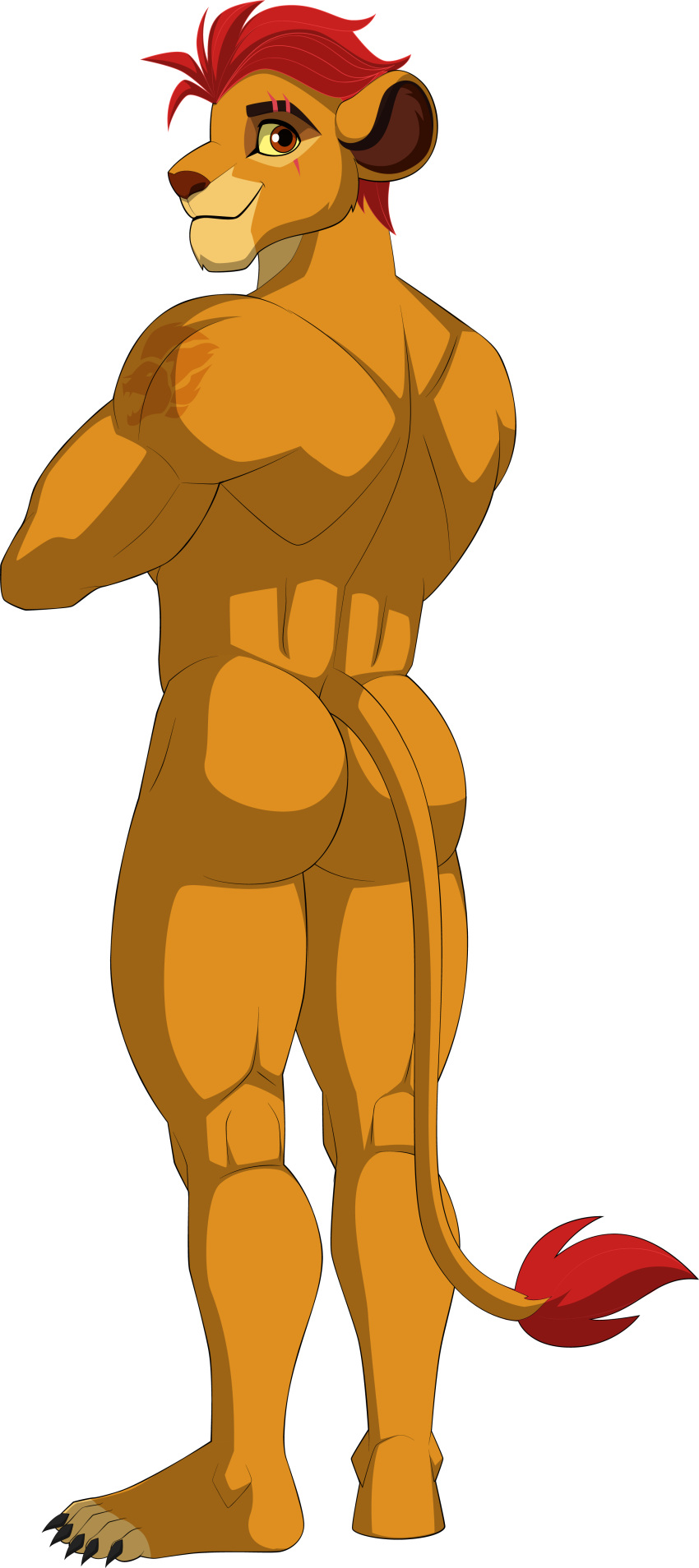 5_toes absurd_res alpha_channel anthro butt disney feet hi_res humanoid_feet kion_(the_lion_guard) male muscular plantigrade rear_view solo sparksstars tail the_lion_guard the_lion_king toes