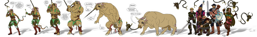 absurd_res adventurer anatomically_correct animal_genitalia animal_penis bovid bovine bovine_genitalia bovine_penis bow_(weapon) broken_arrow bullring_trap cattle clothing contraption_concept dungeons_and_dragons elf facial_piercing female feral feral_transformation ftm_transformation gender_transformation genitals group hasbro hi_res human humanoid humanoid_to_feral idlerawr leash long_image male mammal nose_chain nose_leash nose_piercing nose_ring penis piercing ranged_weapon ranger ring_piercing torn_clothing transformation transformation_sequence trap_(contrivance) weapon wide_image wizards_of_the_coast