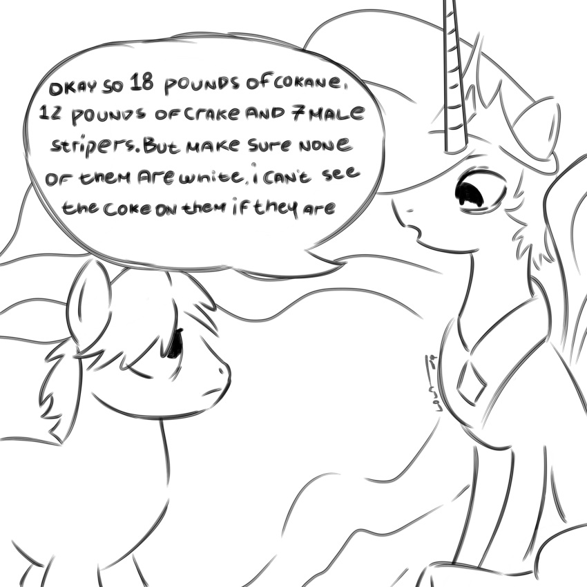 absurd_res crown dialogue duo equid equine female friendship_is_magic hasbro headgear hi_res horn horse looking_at_another male mammal meme monochrome my_little_pony mythological_creature mythological_equine mythology pony princess_celestia_(mlp) sitting sitting_on_ground sitting_position speech_bubble standing standing_position text tiara tuskonline unicorn_horn winged_unicorn wings