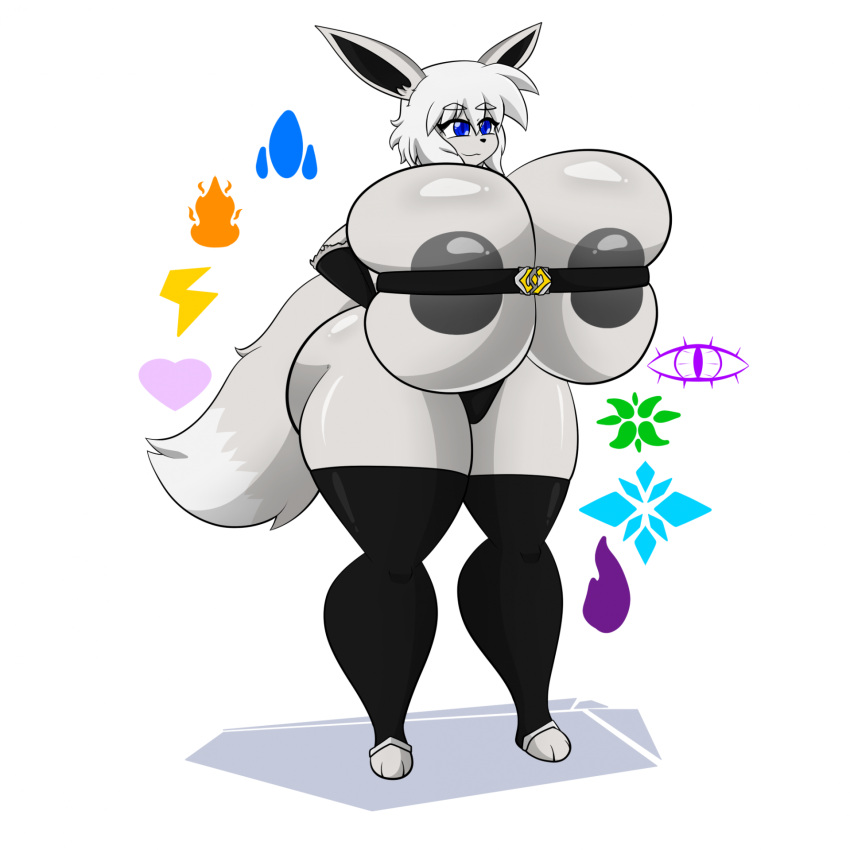 anthro areola areola_slip belt_bra big_breasts big_butt breasts butt eevee female generation_1_pokemon hi_res huge_breasts huge_butt hyper hyper_breasts nintendo pokemon pokemon_(species) shiny_pokemon solo tio_(ultrazeta120) ultrazeta120 wide_hips