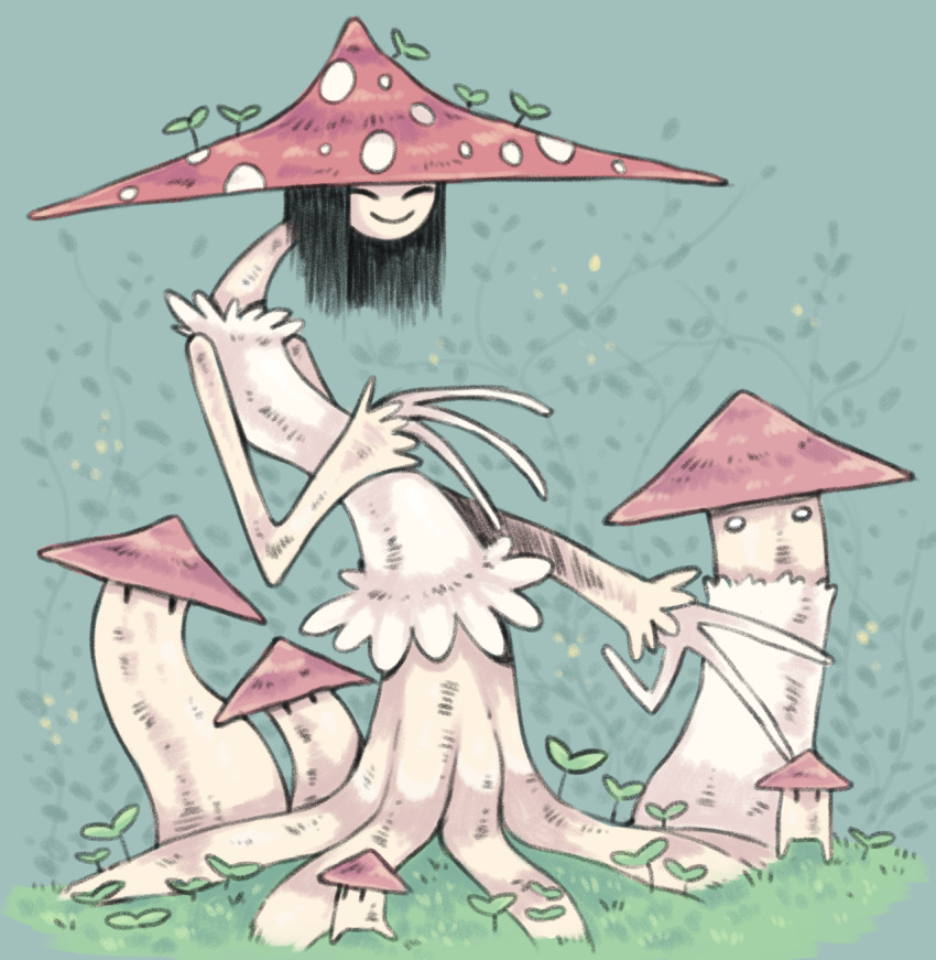 2019 3_fingers ambiguous_gender black_hair clothing colored dot_eyes elemental_creature elemental_humanoid eyes_closed female fingers fungi_fauna fungi_humanoid fungus graskip grass green_background group hair hat headgear headwear hi_res humanoid larger_female leaf long_hair mushroom mushroom_cap mushroom_humanoid nature nature_background pattern_clothing pattern_hat pattern_headgear pattern_headwear plant pseudo_hat red_clothing red_hat red_headwear shaded simple_background size_difference smile spots spotted_clothing spotted_hat spotted_headgear spotted_headwear walking white_body white_spots