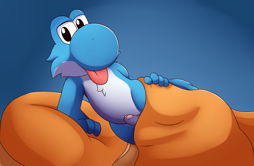 aroused bed bedding blanket dinosaur erection hybrid lighty_marteniz lizard mario_bros nintendo penis reptile sagemerric scalie suggestive uncut video_games yoshi