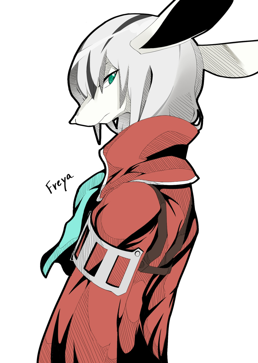 akatsuki_(reshiram_1120) anthro armor bangs burmecian character_name clothed clothing coat cravat digital_media_(artwork) english_text eyebrows female final_fantasy final_fantasy_ix freya_crescent frown fully_clothed fur hair hair_between_eyes half-length_portrait hi_res kemono long_ears long_hair long_sleeves looking_aside looking_away looking_down mammal open_coat outline popped_collar portrait rat red_clothing red_topwear rodent side_view silver_hair simple_background solo square_enix standing teal_clothing teal_eyes text video_games white_background white_fur