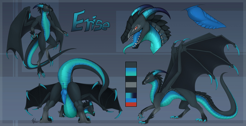 2017 anthro anus dragon erection erise_(character) fefairy feral knot male model_sheet penis raised_tail red_eyes slit solo tongue wings