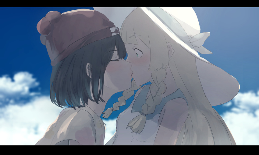 female_protagonist_(pokemon_sm) kumamoto_nomii-kun lillie_(pokemon) pokemon yuri