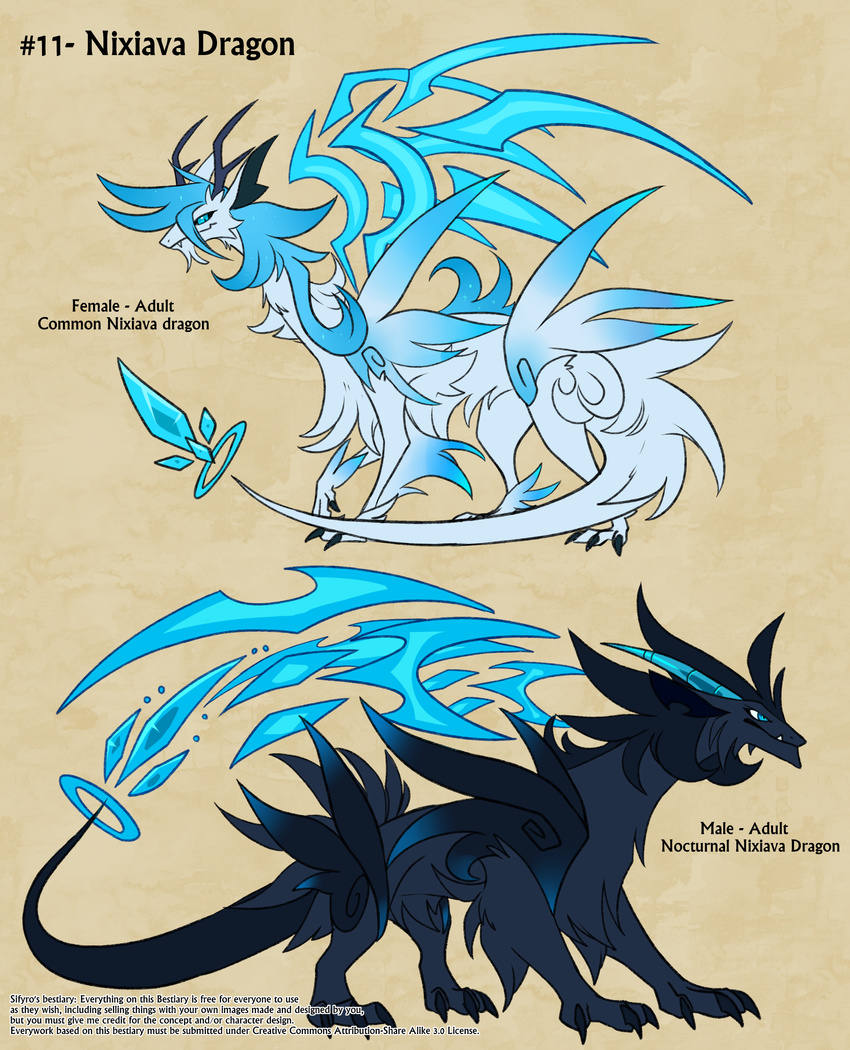 blitzdrachin blue_eyes dragon feral fur furred_dragon ice nixiava_dragon sifyro's_bestiary white_fur wings