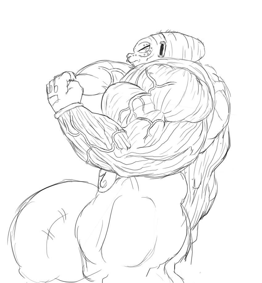 babidi biceps big_(disambiguation) big_biceps big_bulge big_pecs blazingblazen bulge clothing dragon_ball dragon_ball_z flexing gloves hyper hyper_biceps hyper_pecs invalid_tag mammal muscular pecs piercing vein