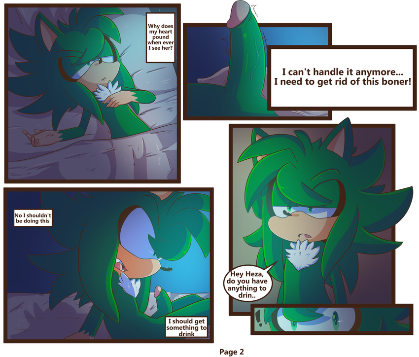 angel_the_hedgehog bed comic english_text hearlesssoul hedgehog lying mammal nude on_back penis solo text