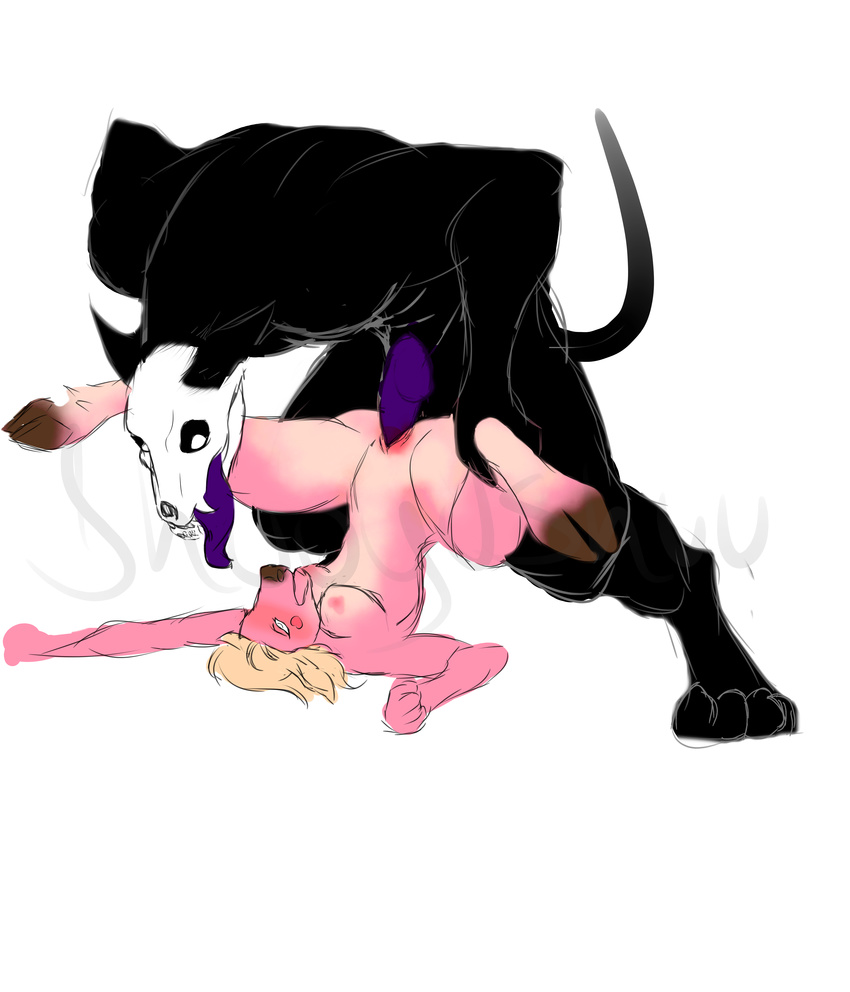 2017 absurd_res anthro black_fur blush breasts canine cervine deer digital_drawing_(artwork) digital_media_(artwork) duo erection female fur hair hi_res jay_the_1471 male mammal momoko_pinky monster multicolored_fur nipples nude open_mouth penetration penis pink_fur pussy scp-1471 scp_foundation sex shuuyushuu simple_background sketch skull tongue unfinished white_background