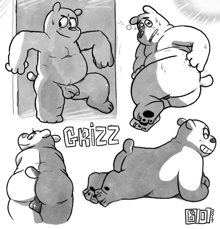 balls bear bowserboy101 butt cartoon_network grizzly_(wbb) grizzly_bear male mammal monochrome penis we_bare_bears
