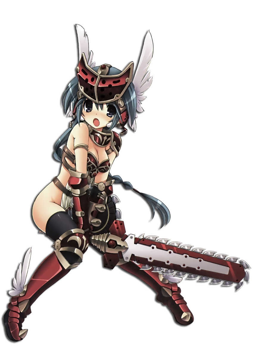 armor chainsaw cleavage mirim nopan queen's_blade queen's_blade_rebellion sword thighhighs transparent_png tsurugi_hagane