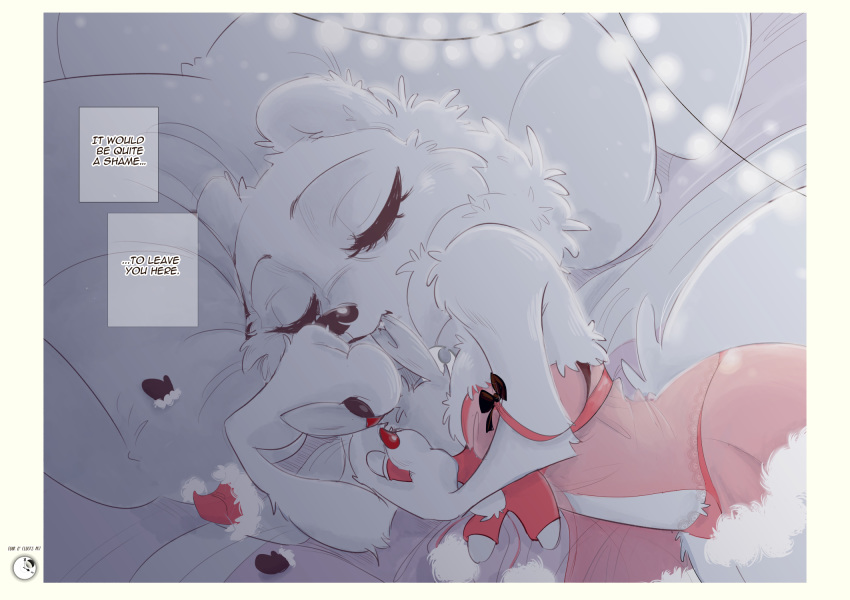 arctic_fox bed between_breasts bite breasts canid canine christmas cleavage clothed clothing cynthia_walker disney ear_biting eyes_closed female fox holidays lagomorph lingerie mammal night pillow plushie rabbit rem289 sleeping small_breasts solo toy wide_hips zootopia