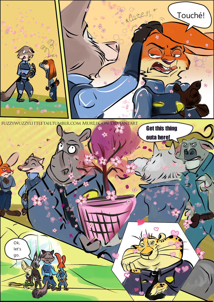 benjamin_clawhauser canine chief_bogo clothing comic disney finnick fox jack_savage judy_hopps lagomorph mammal murlik nick_wilde pen police_uniform rabbit text uniform zootopia