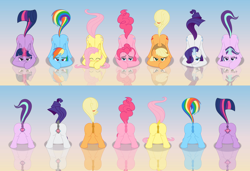absurd_res anatomically_correct anatomically_correct_pussy animal_genitalia animal_pussy anus applejack_(mlp) ass_up blue_feathers blush butt culu-bluebeaver cutie_mark earth_pony equine equine_pussy eyes_closed feathered_wings feathers female feral fluttershy_(mlp) friendship_is_magic group half-closed_eyes hi_res horn horse lineup looking_at_viewer magic mammal my_little_pony nude pegasus pinkie_pie_(mlp) pony pose presenting presenting_hindquarters presenting_pussy purple_feathers pussy rainbow_dash_(mlp) rarity_(mlp) simple_background smile smug spreading starlight_glimmer_(mlp) thelaughingkitsune twilight_sparkle_(mlp) unicorn winged_unicorn wings yellow_feathers