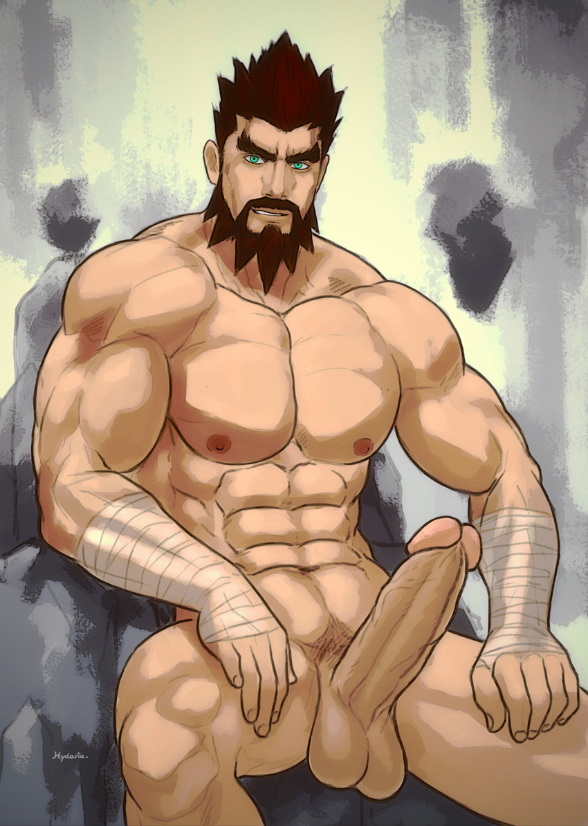 1boy abs bara erection hydaria league_of_legends male_focus muscle pecs penis presenting solo tagme testicles uncensored