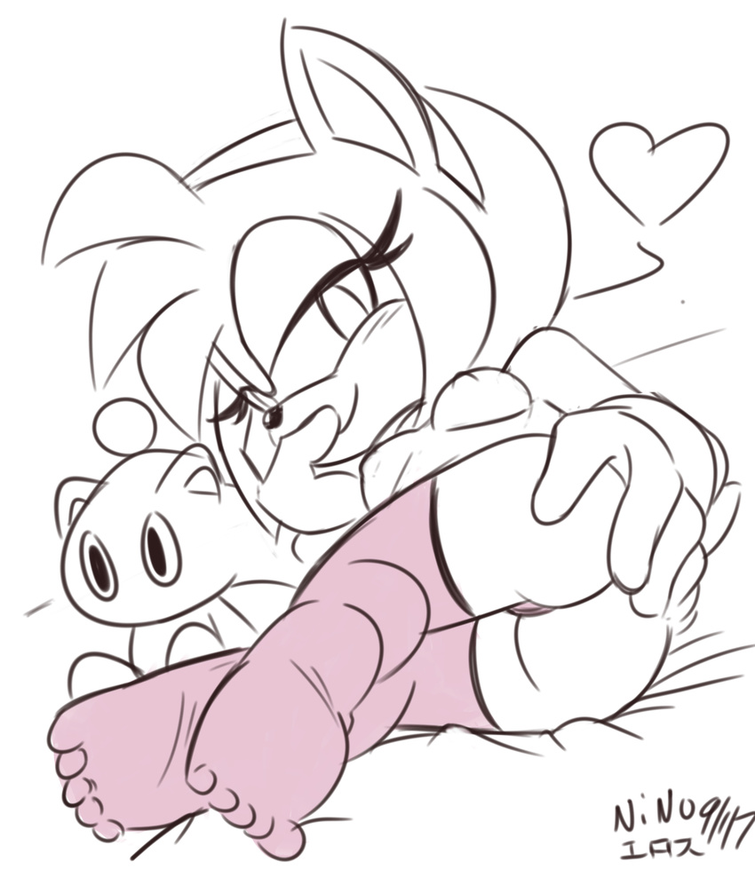2017 amy_rose anthro bluebee breasts butt chao clothing doll female gloves hair hedgehog legwear looking_at_viewer mammal nipples solo sonic_(series) stockings