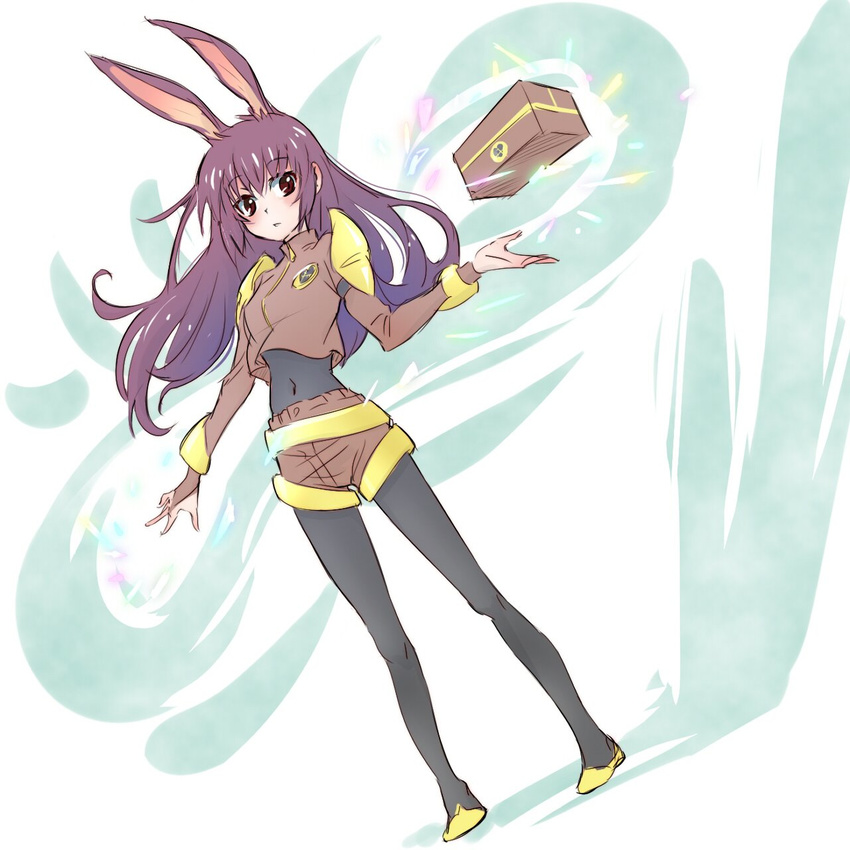 animal_ears box brown_eyes brown_hair bunny_ears floating floating_object highres iesupa navel rwby summoning velvet_scarlatina