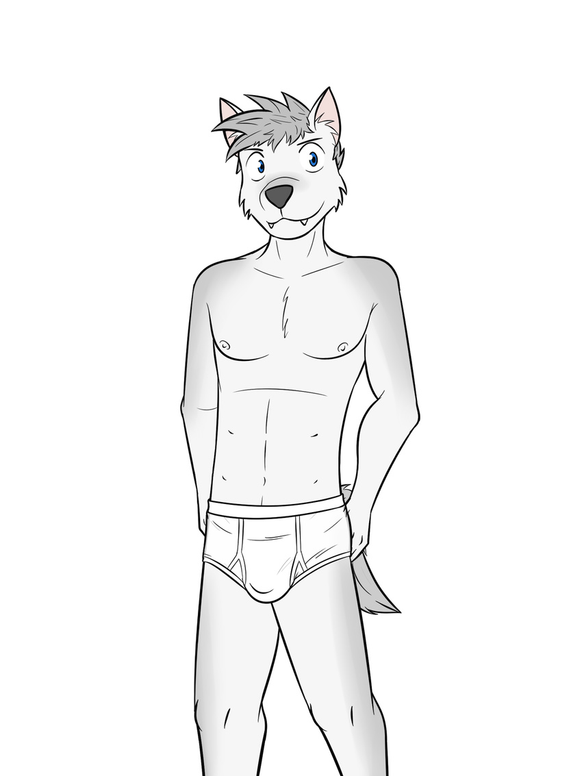 canine clothed clothing fuze male mammal pose topless underwear wolf