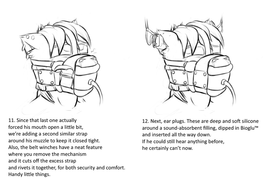 absurd_res bdsm bondage bound bulge clipped_wings_(oc) comic ear_plugs earplugs equine gag glue hi_res horse inflatable inflatable_gag krd male mammal mask monochrome muzzle_(object) my_little_pony neck_bulge permanent permanent_bondage piercing pony rubber sensory_deprivation sex_toy solo story