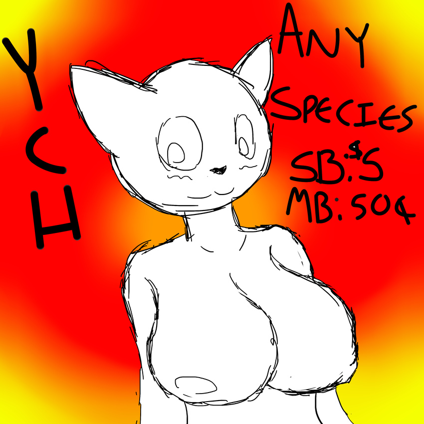 2017 anthro big_breasts breasts cmibond digital_media_(artwork) female happy huge_breasts nipples nude sketch smile solo standing ych