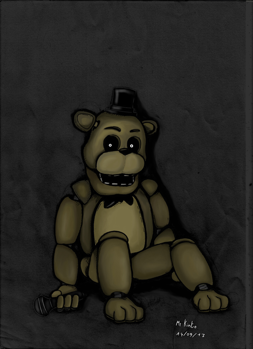 2017 animatronic bear five_nights_at_freddy's fur glowing glowing_eyes golden_freddy_(fnaf) hi_res machine mammal mrkinto robot video_games