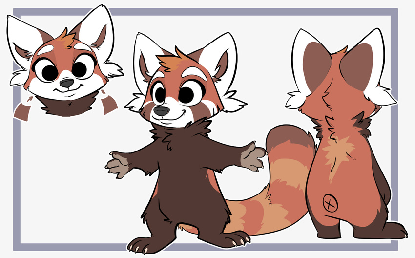 2017 ambiguous_gender anthro border briskby cheek_tuft claws disney fan_character featureless_crotch head_tuft mammal model_sheet neck_tuft red_panda simple_background solo standing tuft white_background zootopia
