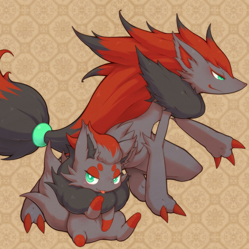 gen_5_pokemon highres no_humans pokemon pokemon_(creature) tongue tongue_out tsuji zoroark zorua