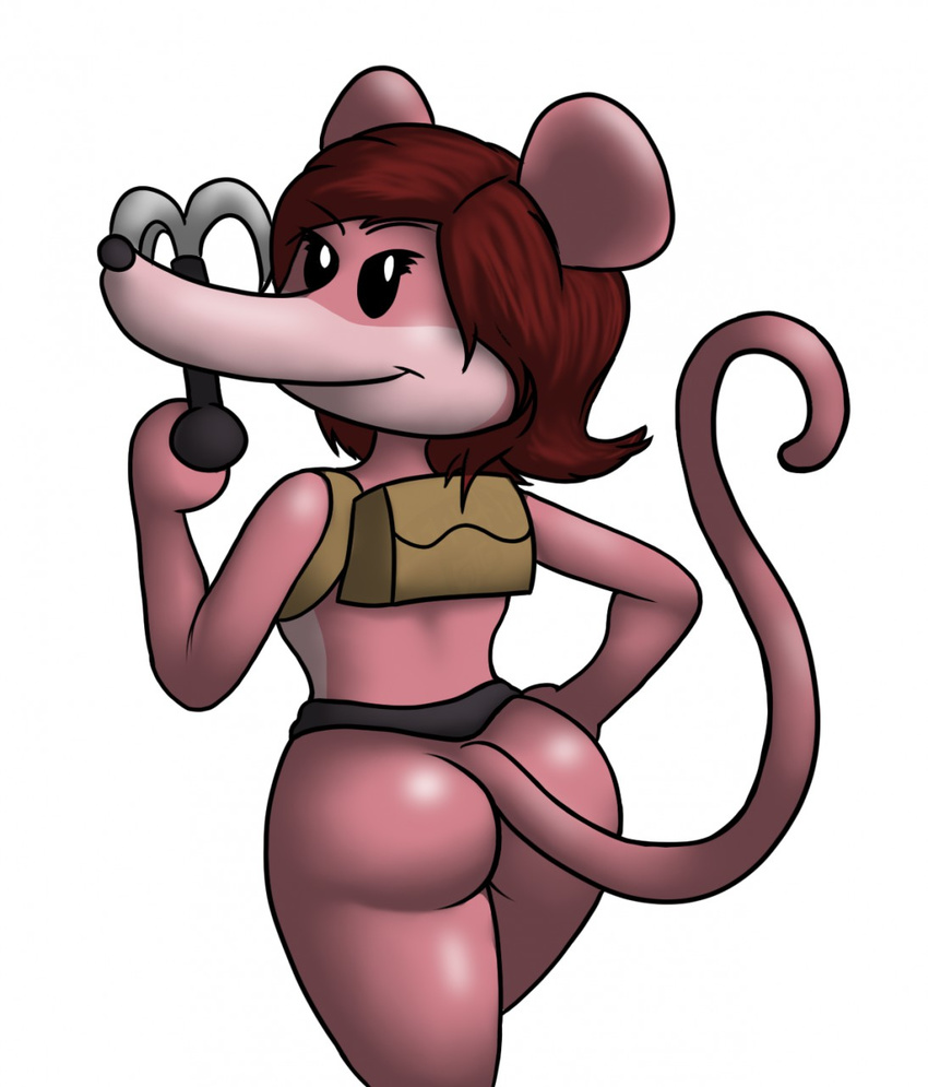 backpack butt female hair hand_on_hip looking_back mammal pose rat ratatoing rodent yoshierniegp_(artist)