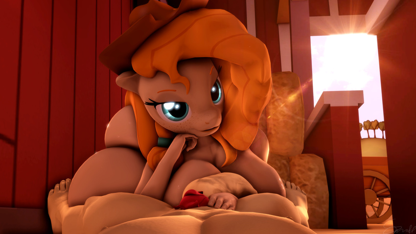 3d_(artwork) absurd_res anthro big_breasts big_butt breasts bright_mac_(mlp) butt digital_media_(artwork) equine female hi_res huge_breasts mammal my_little_pony nude pear_butter_(mlp) smile snuddy source_filmmaker