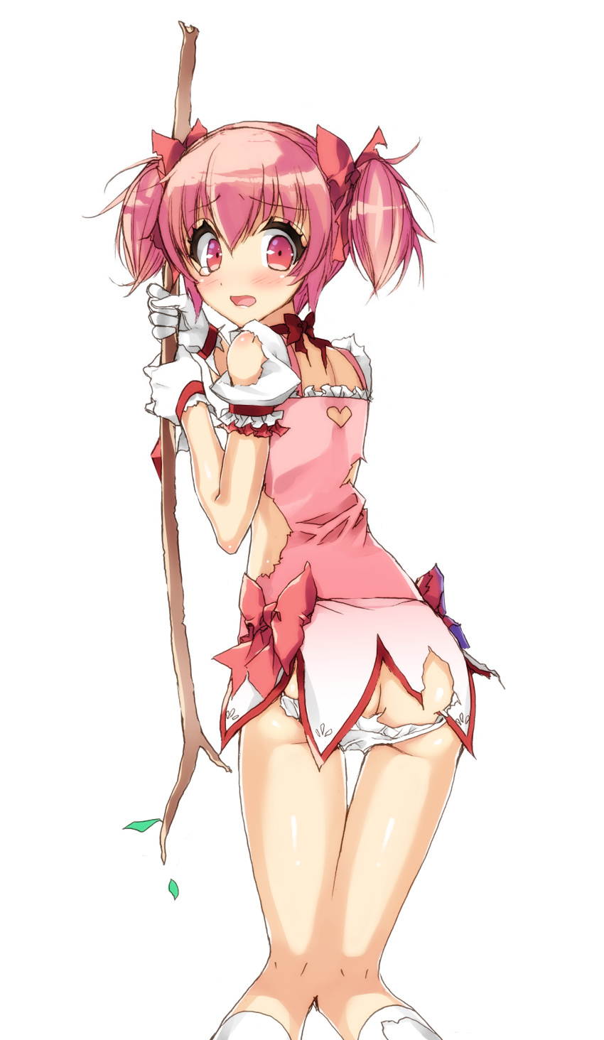 ass dress kaname_madoka mahou_shoujo_madoka_magica misteor pantsu torn_clothes weapon