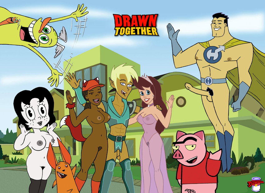 bizarro_souperman captain_hero drawn_together foxxy_love ling_ling princess_clara spanky_ham toot_braunstein wooldoor_sockbat xandir_p._wifflebottom