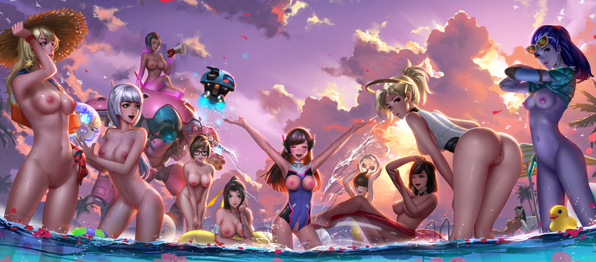 ass bottomless breasts d.va genderswap genjii_(overwatch) gun hanzo_(overwatch) headphones liang_xing mccree_(overwatch) mecha megane mei_(overwatch) mercy_(overwatch) naked nipples no_bra overwatch pharah pussy shirt_lift snowball_(overwatch) sombra swimsuits symmetra_(overwatch) tattoo tracer uncensored undressing wet widowmaker